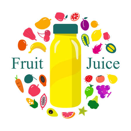 fruits and drink, Beverage bottle, vectorのイラスト素材