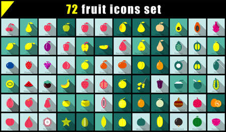 72 Fruit flat icons, vector illustrationのイラスト素材