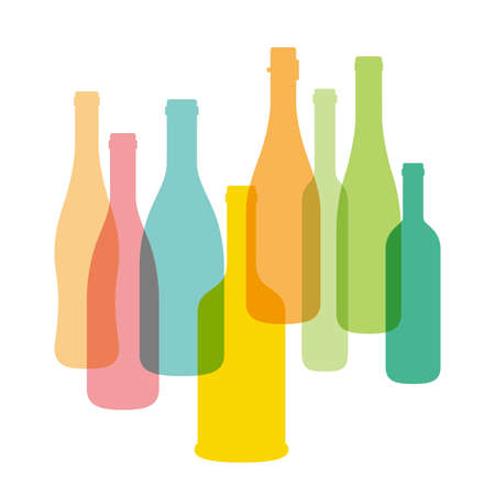 Wine bottle illustration. Vector illustration, white backgroundのイラスト素材