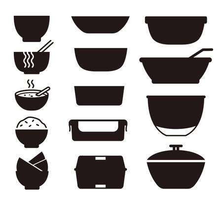 Bowls and plates icon set vector illustrationのイラスト素材