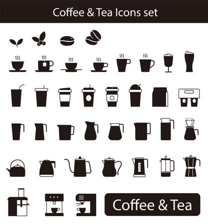 Coffee tea related iconsのイラスト素材