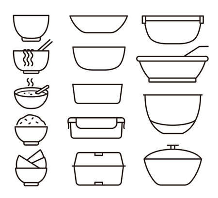 Bowls and plates icon set vector illustrationのイラスト素材