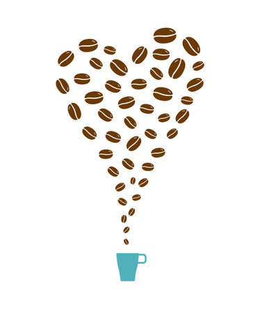Coffee cup with heart, vector illustrationのイラスト素材