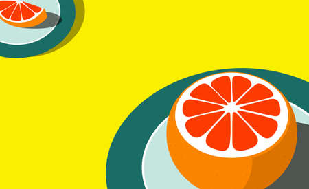 The cut oranges are on the plateのイラスト素材