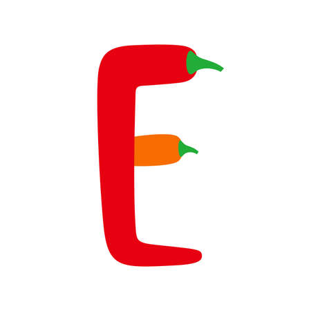 Chili pepper alphabet, vector illustrationのイラスト素材