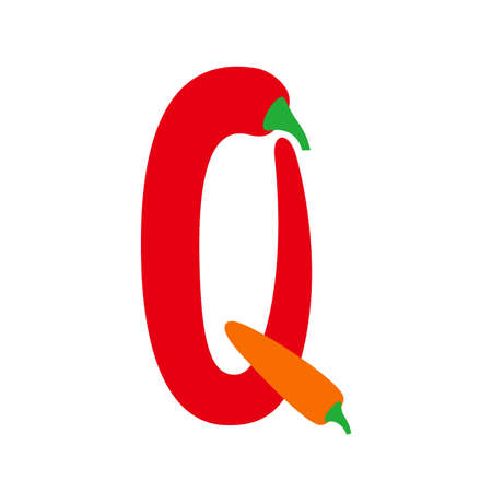 Chili pepper alphabet, vector illustrationのイラスト素材