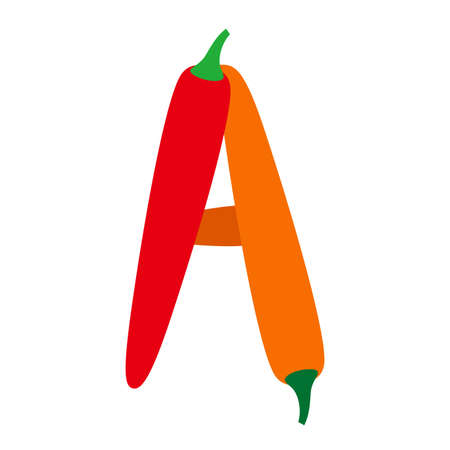 Chili pepper alphabet, vector illustrationのイラスト素材