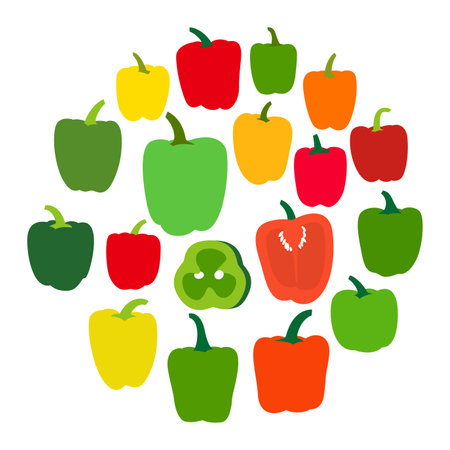 Many pepper icons combine into a circle patternのイラスト素材