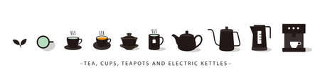 Set of tea related vector line icons.のイラスト素材