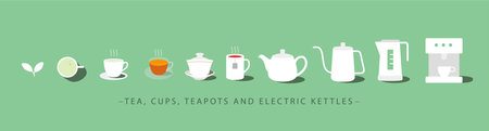 Set of tea related vector line icons.のイラスト素材