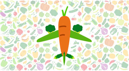 Plane pattern of vegetables and fruit. vector illustrationのイラスト素材