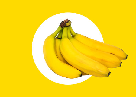 single yellow banana with white backgroundの写真素材