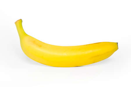 single yellow banana with white backgroundの写真素材