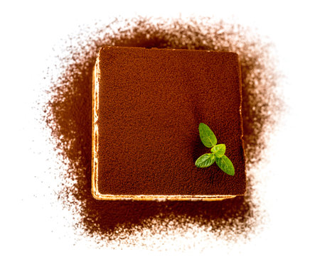 Fresh Tiramisu Cake, white backgroundの写真素材