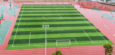 empty soccer field at schoolの写真素材