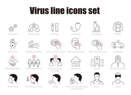 prevention and treatment tips for coronavirus infographic, vector iconsのイラスト素材