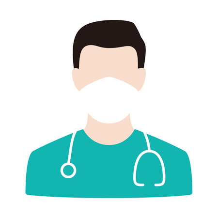Doctor wearing mask, vector illustration iconのイラスト素材