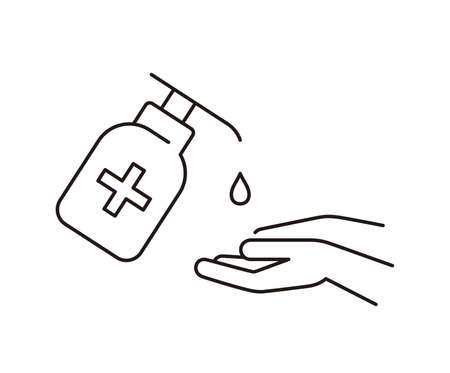Hands sanitizer icon, vector hand sanitizer symbol or alcohol bottle for hygieneのイラスト素材