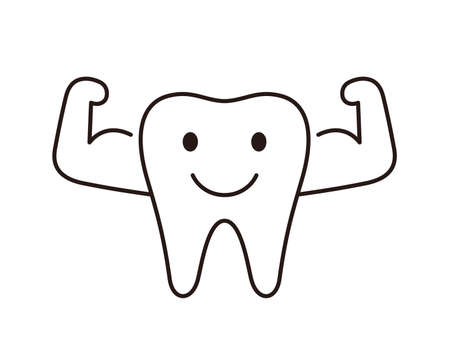 Tooth icon, tooth shows the power, illustration vector. Dental concept.のイラスト素材