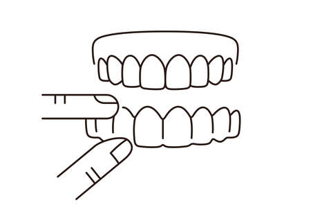 Teeth invisible braces thin line art iconsのイラスト素材