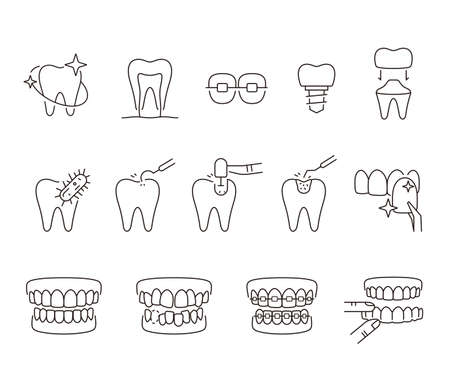 Tooth thin line icons, vector illustrationのイラスト素材
