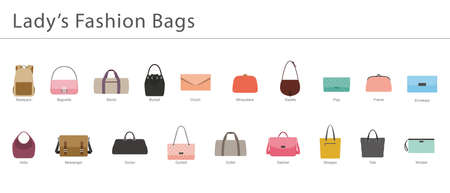 women's fashion ultimate bags, vector illustration, black and whiteのイラスト素材