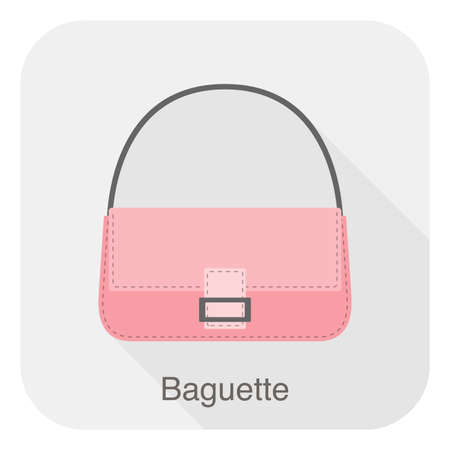Fashion girl's handbag series, vector illustration, baguette bagのイラスト素材