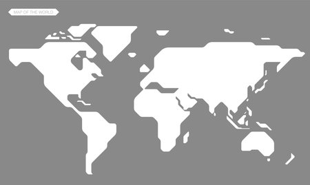 simple straight line map of the world, vector backgroundのイラスト素材
