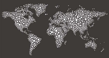 World map composed of different sizes polka dotsのイラスト素材