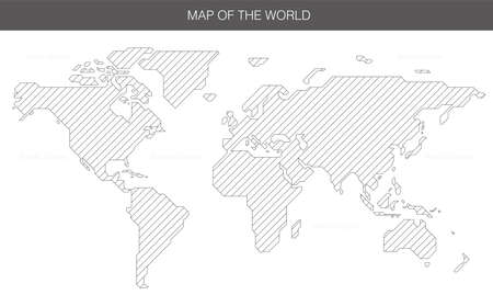 simple straight line map of the world, vector backgroundのイラスト素材