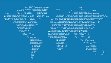World map of binary computer codeのイラスト素材