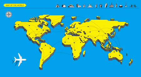 Simple straight line business map of the world, vector backgroundのイラスト素材