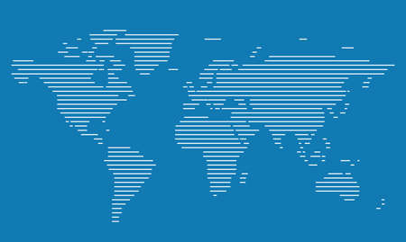 simple straight line map of the world, vector backgroundのイラスト素材