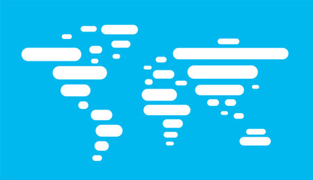 Simple horizontal line map of the world, vectorのイラスト素材