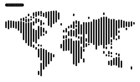 Simple vertical line map of the world, vector white backgroundのイラスト素材