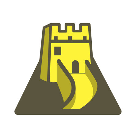 The Great Wall, China, famous landmark flat icon design, Famous scenic spotのイラスト素材