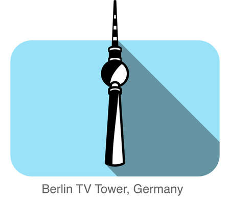Berlin TV Tower, famous landmark flat icon designのイラスト素材