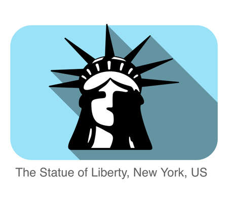 The Statue of Liberty, New York, US, famous landmark flat icon design, Famous scenic spotのイラスト素材