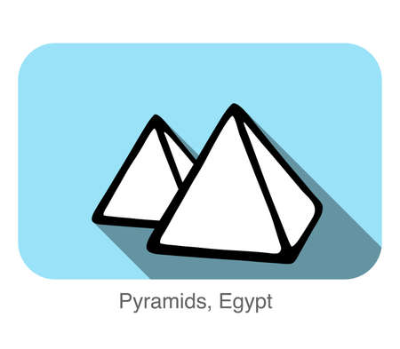Pyramids, Egypt, famous landmark flat icon design, Famous scenic spotのイラスト素材