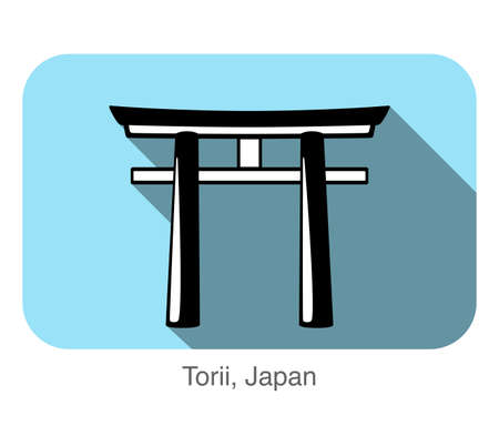 Totii, Japan, famous landmark flat icon designのイラスト素材