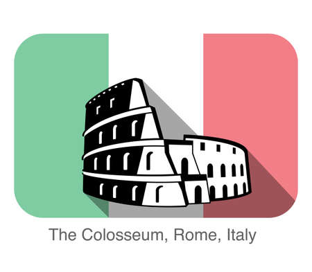 Colosseum, Landmark of the world series, background is Italy national flagのイラスト素材