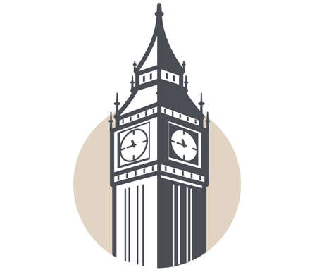 Big Ben, London, famous landmark flat icon designのイラスト素材