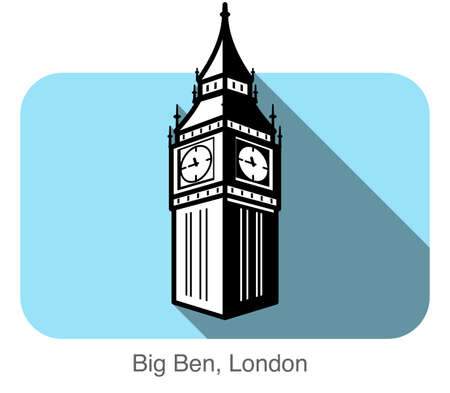 Big Ben, London, famous landmark flat icon designのイラスト素材