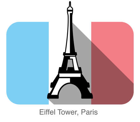 Eiffel Tower, Paris, famous landmark flat icon design, Famous scenic spotsのイラスト素材