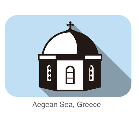 Santorini Aegean Sea Islands. Flat cartoon style attractionのイラスト素材