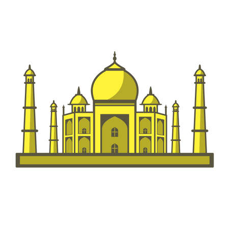 Taj Mahal, India, famous landmark flat icon design, Famous scenic spotのイラスト素材