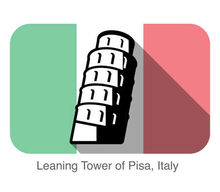 Pisa. Landmark of the world series, background is Italy national flagのイラスト素材