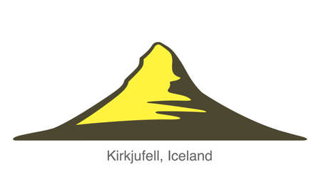 Kirkjufell, Iceland, famous landmark flat icon design, vectorのイラスト素材