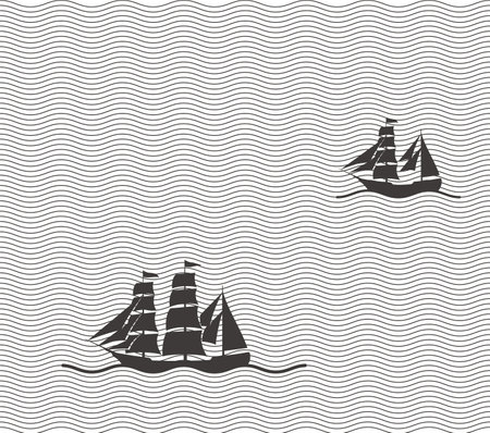 Old sailing in the sea vector illustratorのイラスト素材