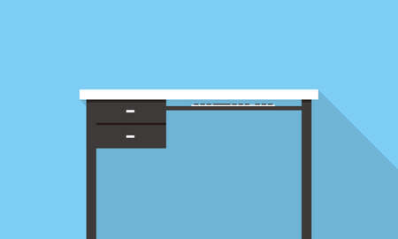 Single Desk with drawer flat icon design, Blue color background, light and shadow.のイラスト素材